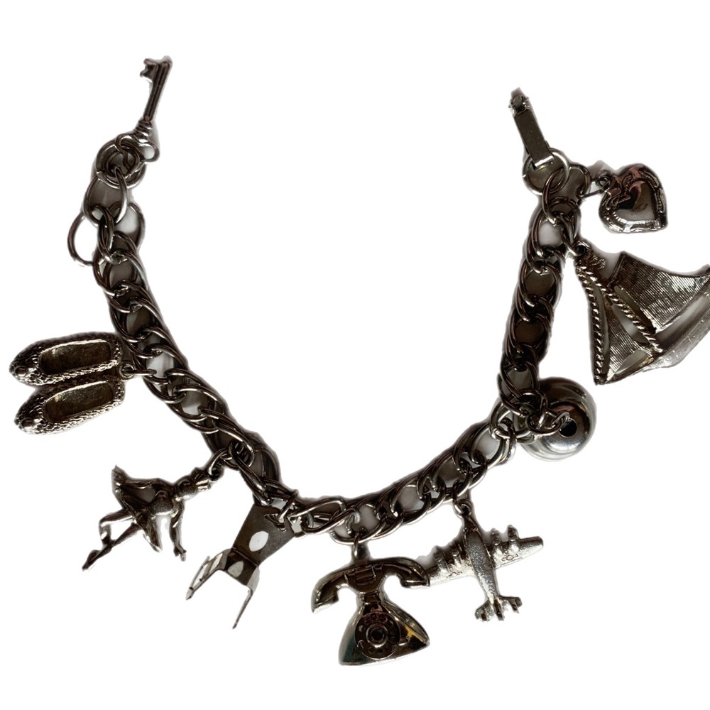 Balletcore Vintage Silver Charm Bracelet Ballerina Slippers & More